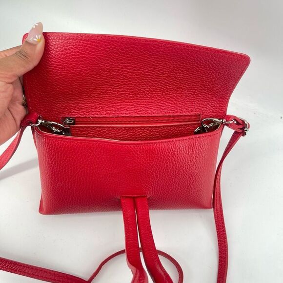 Debbie Katz Rosalina Red Italian Leather Clutch Crossbody Bag Adjustable Strap - Picture 10 of 16